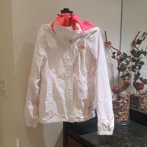 The North Face Hyvent Rain Jacket- Women's Medium White and Coral Pink